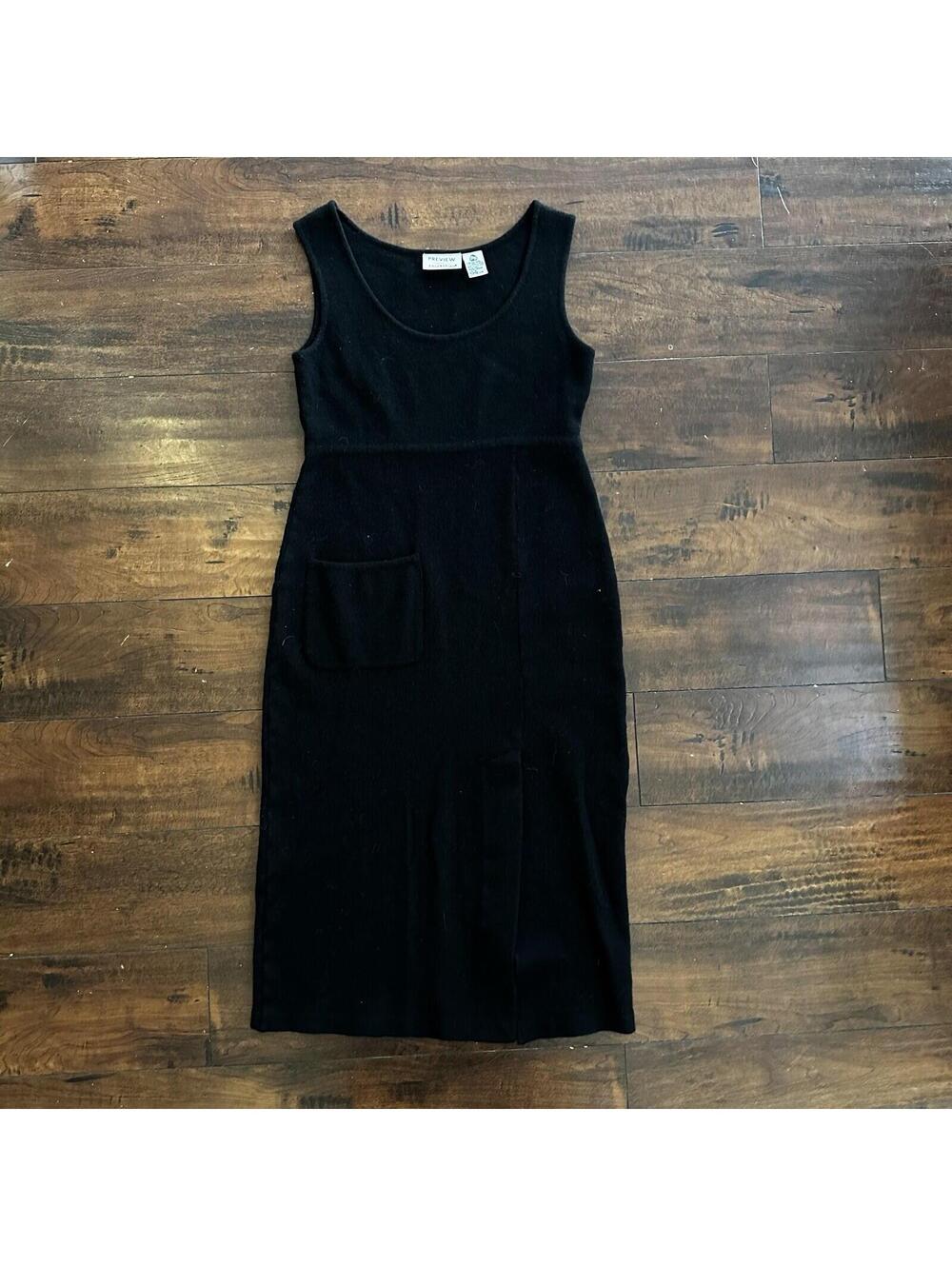 Preview Collection S Black Pure Wool X Fine Merino Sweater Dress Sleevless VTG